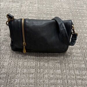 HOBO Black Leather Bag with Pink Interior